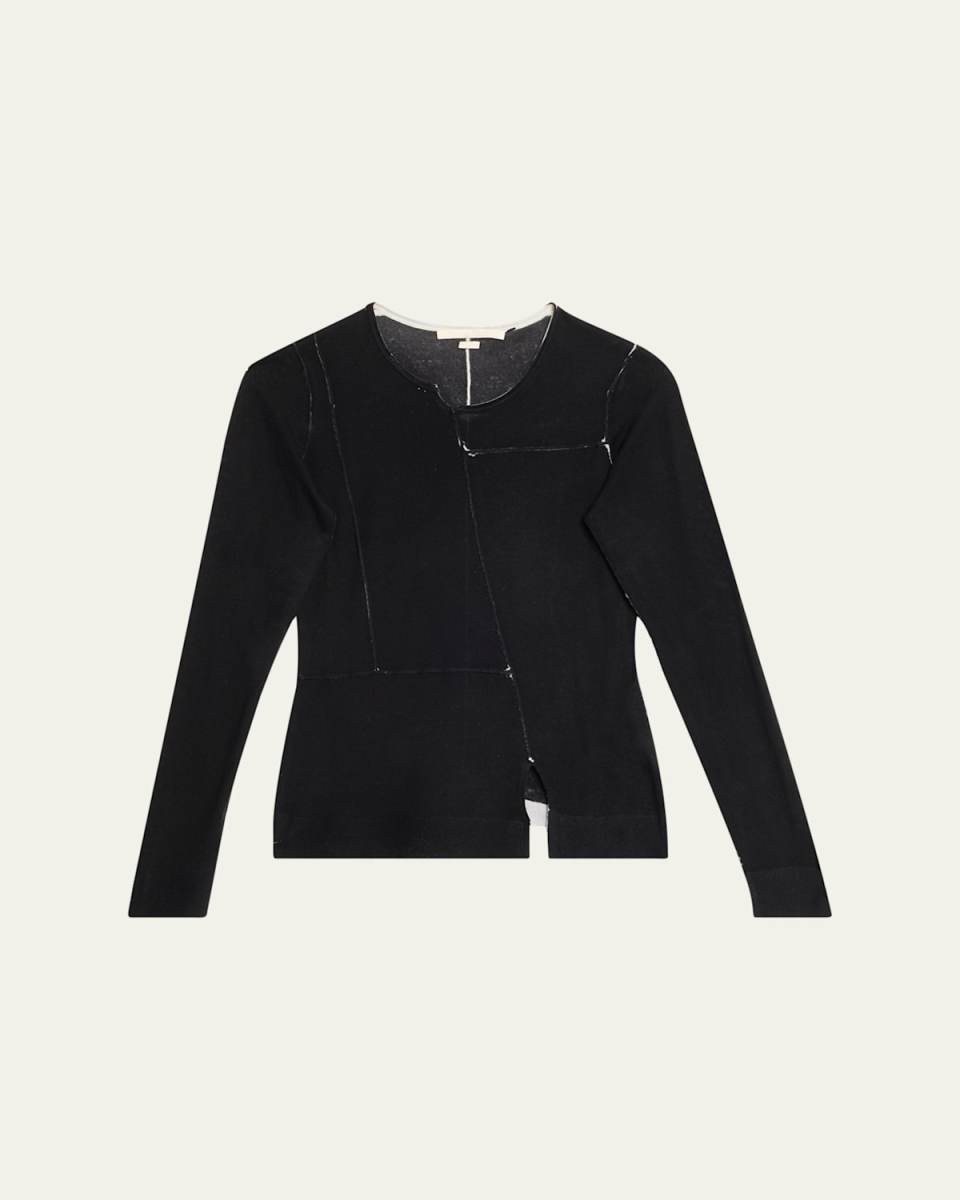 Paneled Merino Wool Printed Sweater